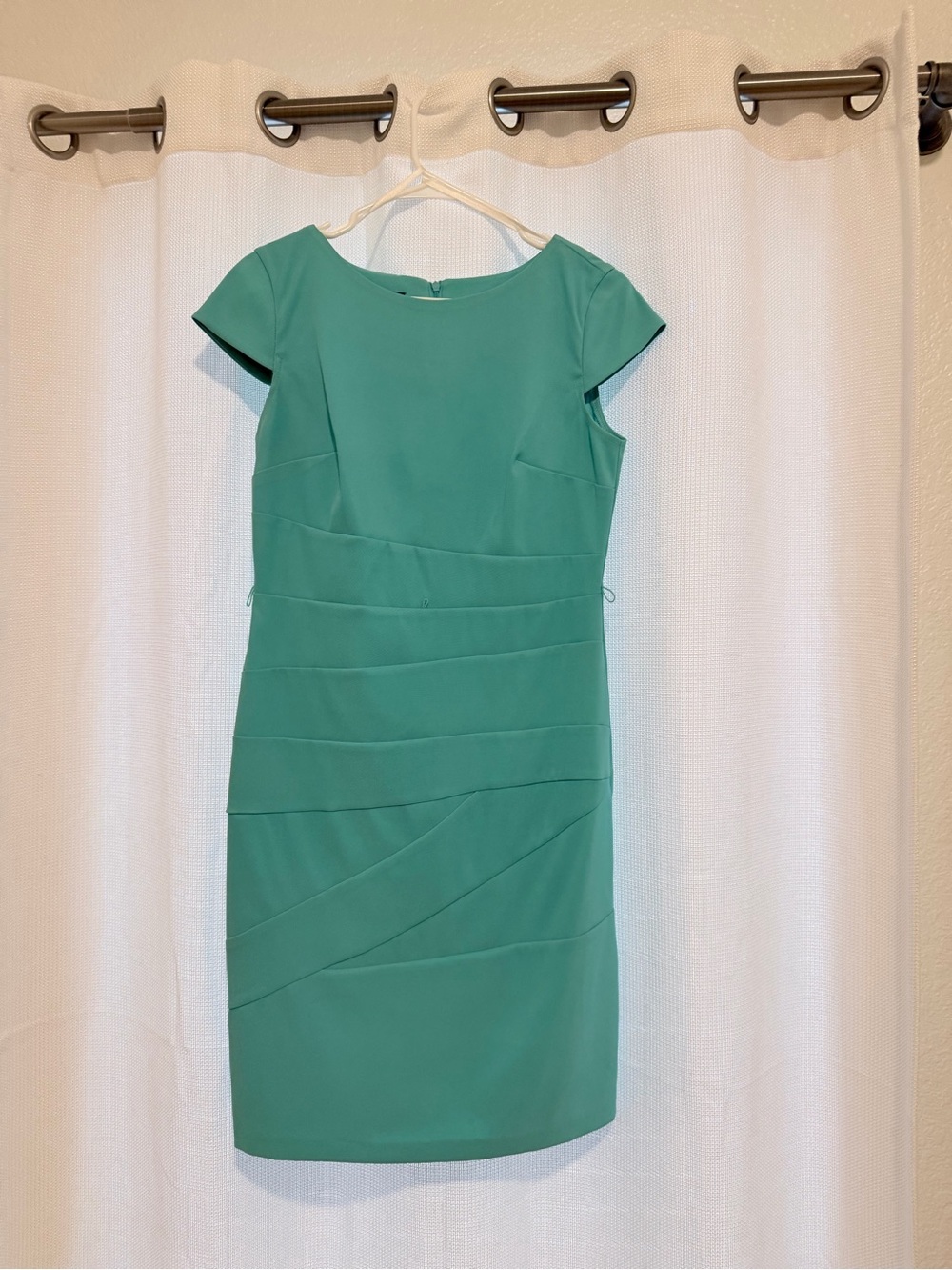 Alyx Teal Cap-Sleeve Midi Sheath Dress